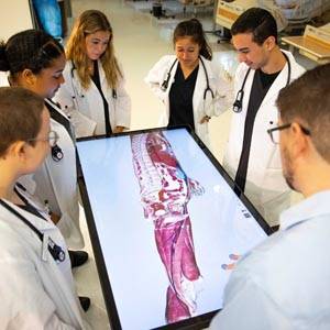 Nursing students examining body scan
