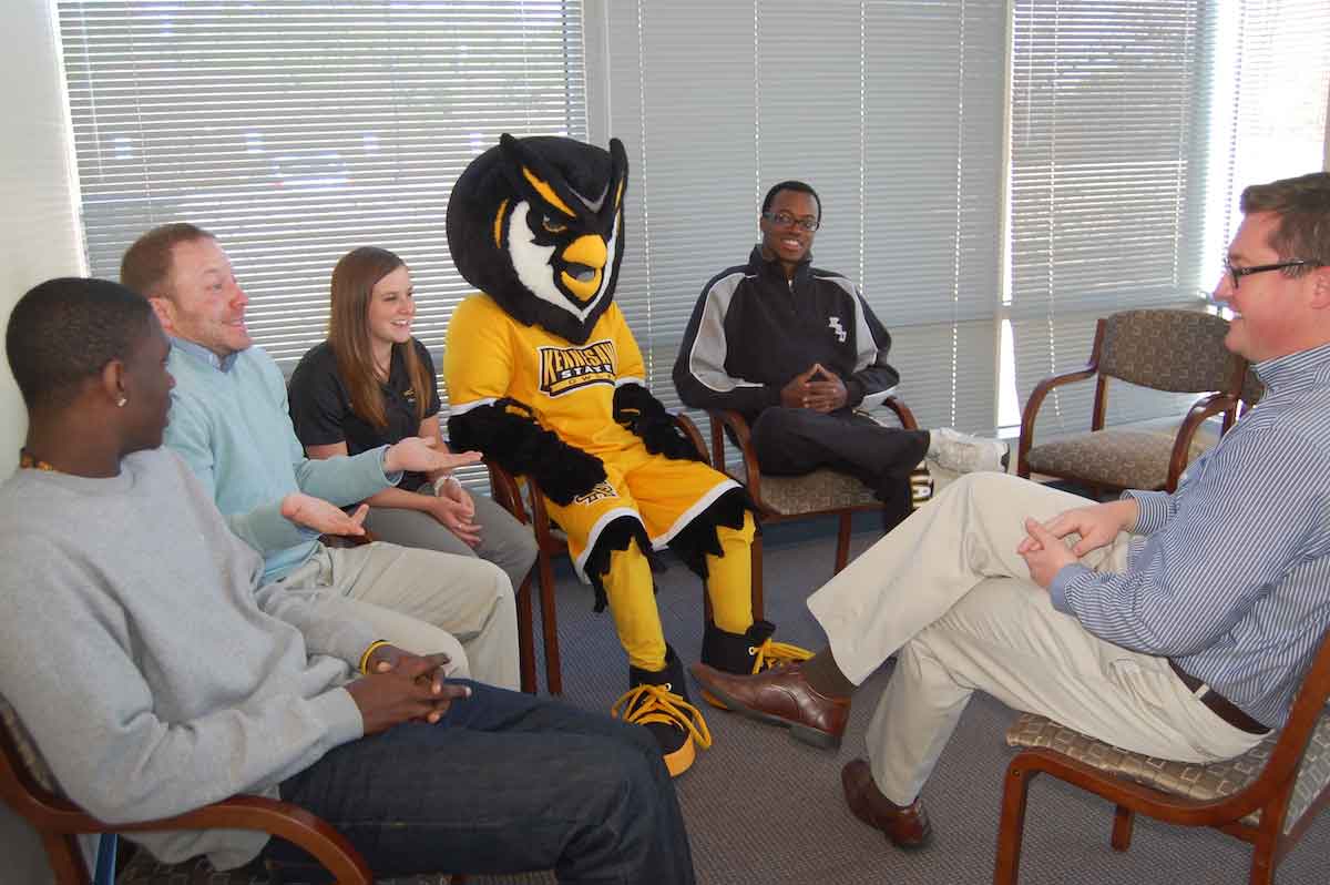 scrappy and students in group counseling