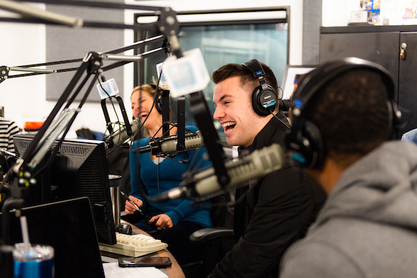 Students in a soundbooth