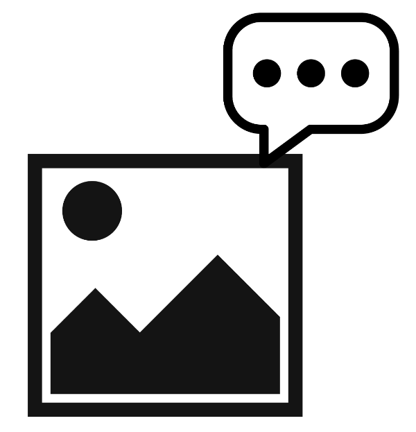 picture image icon with a thought bubble above it with three dots.