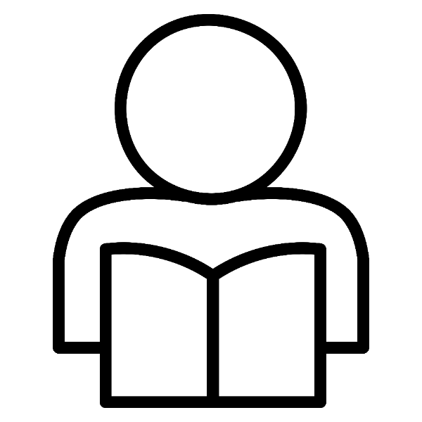 user icon reading a book.