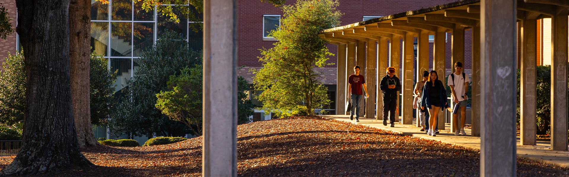 group of ksu students walking at the marietta campus.