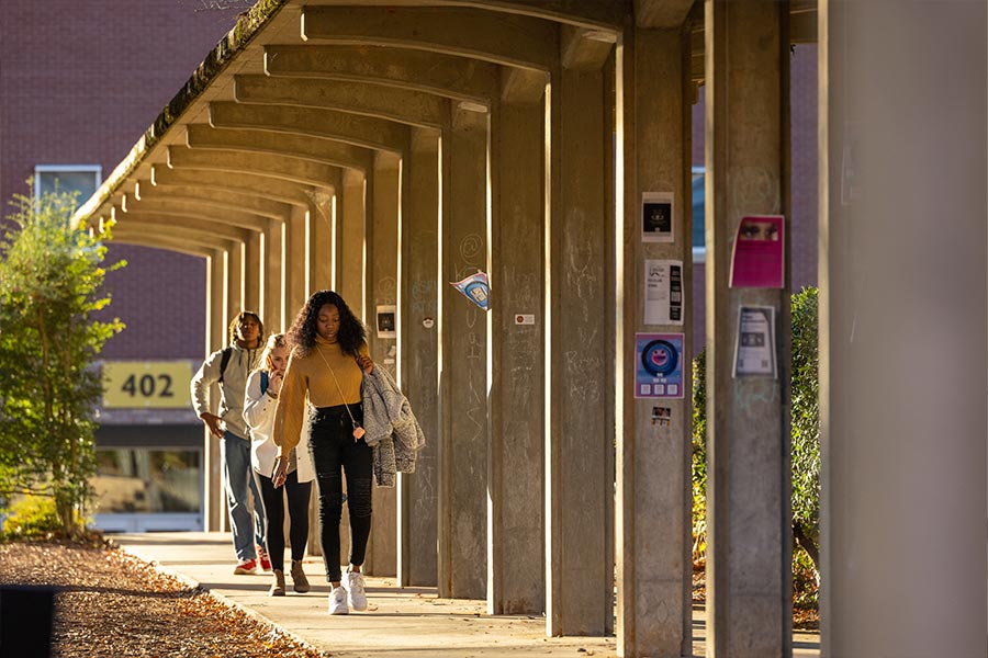 ksu students walking on the marietta campus.