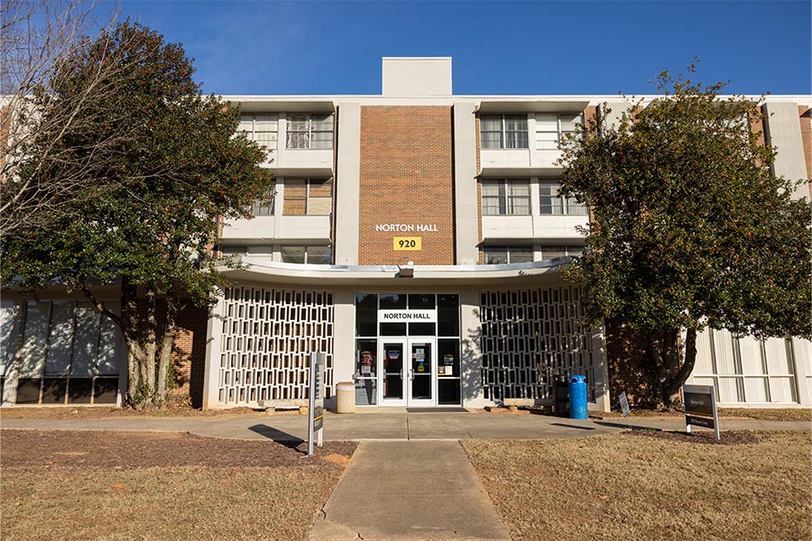 norton hall building on campus.