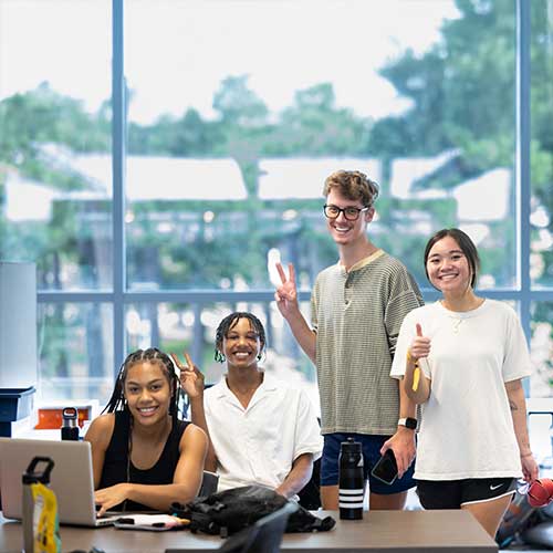 group of undergraduate students collaborating.