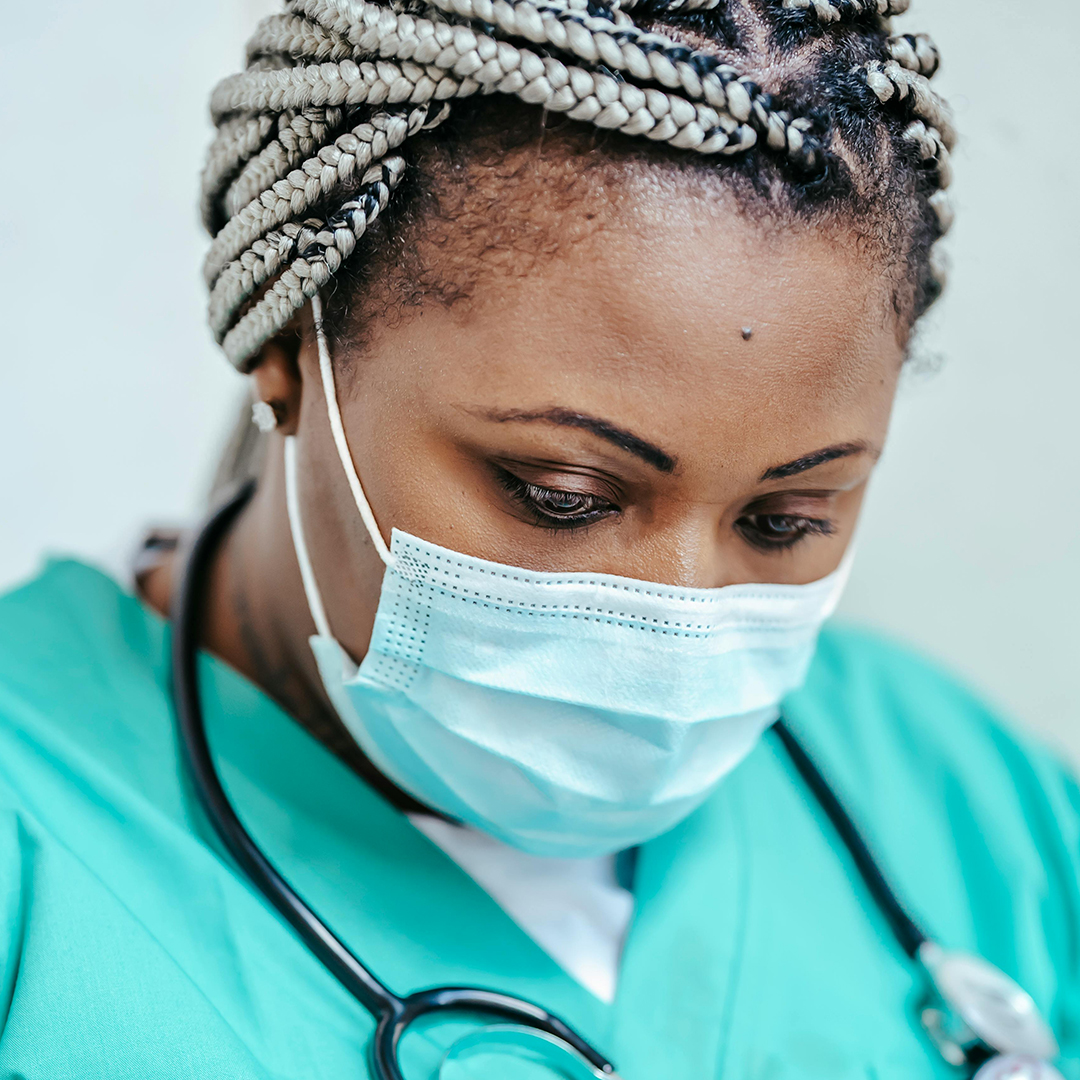 close up of african american female nurse