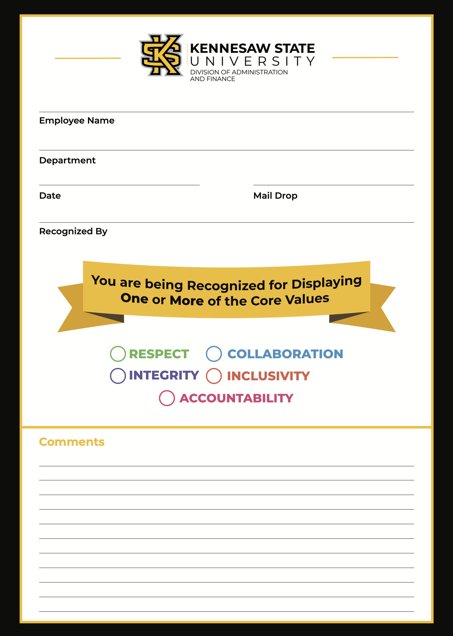 Kudos Card Back