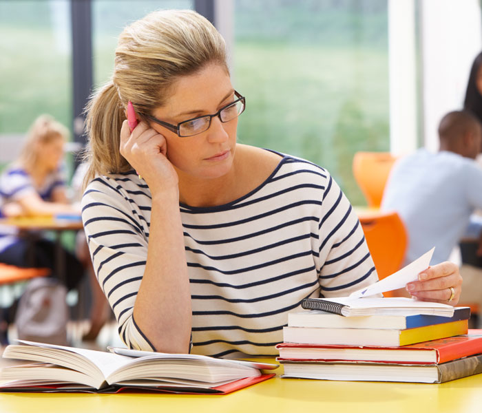 Graudate student studying 