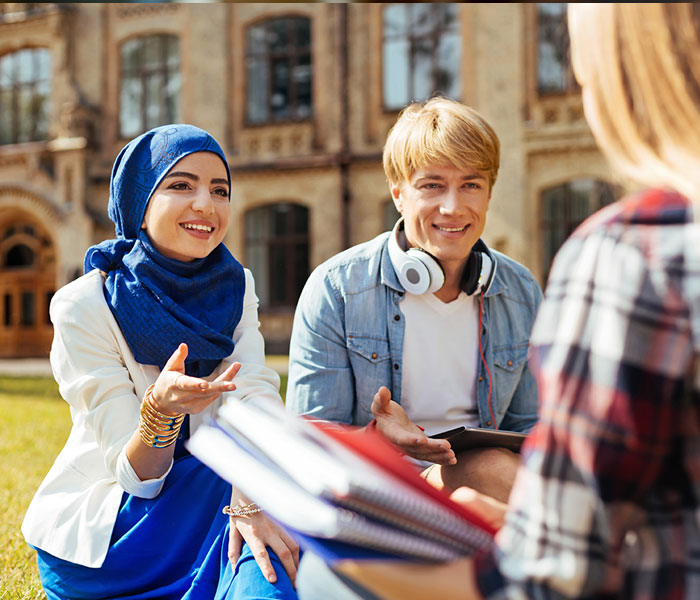 international students on campus