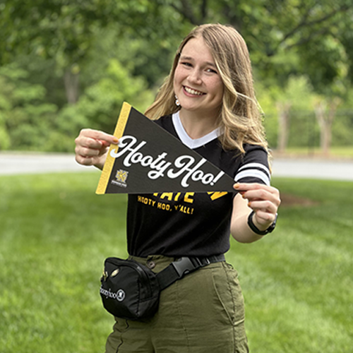 KSU accepted student shows off their KSU pride.