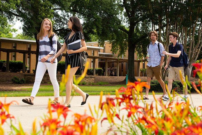 freshman students on campus