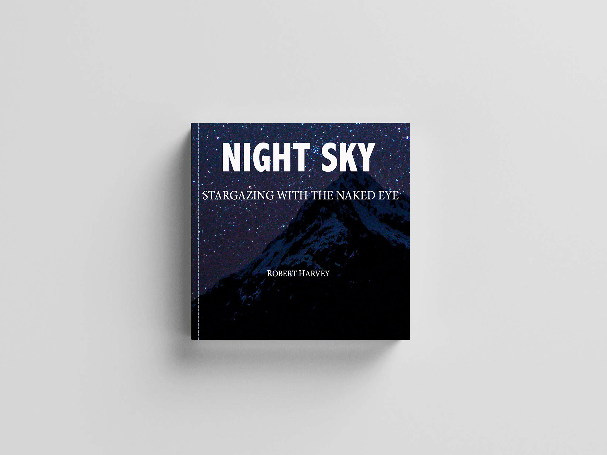  / Book Jacket Redesign - 8” by 36”. Completed in 2021. Designed for print. I designed new book jacket for an existing book, “Night Sky”. The original book cover designed was flawed in my opinion, so for this project I redesigned it in a way that I thought enhanced the subject
matter. The original was very unorganized
and sloppy, so for my design I wanted it to be clean and sleek. 