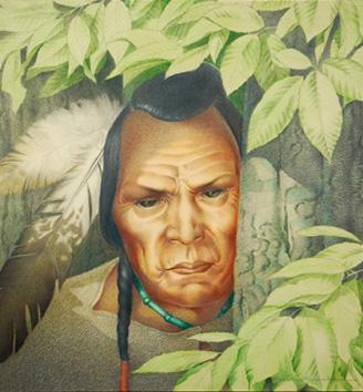  / Athos Menaboni, Etowah Indian, 1953. Oil and pencil on illustration board; 16 × 15 in. (40.6 × 38.1 cm). Gift of D. Russell Clayton, 2007.1.14.