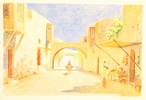  / Athos Menaboni, Arab Village - Tripoli, c. 1921. Watercolor on paper; 8 1/2 x 12 1/2 in. (21.6 x 31.8 cm). Gift of D. Russell Clayton, 2007.1.7.