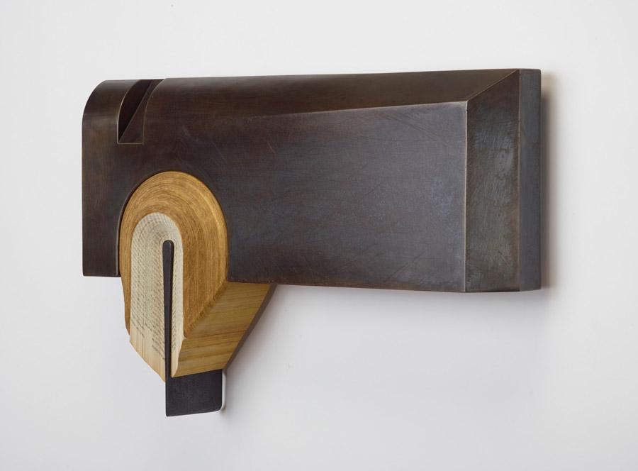 Guard Steel, book pages, and paint 22'' x 15'' x 6'' 2015