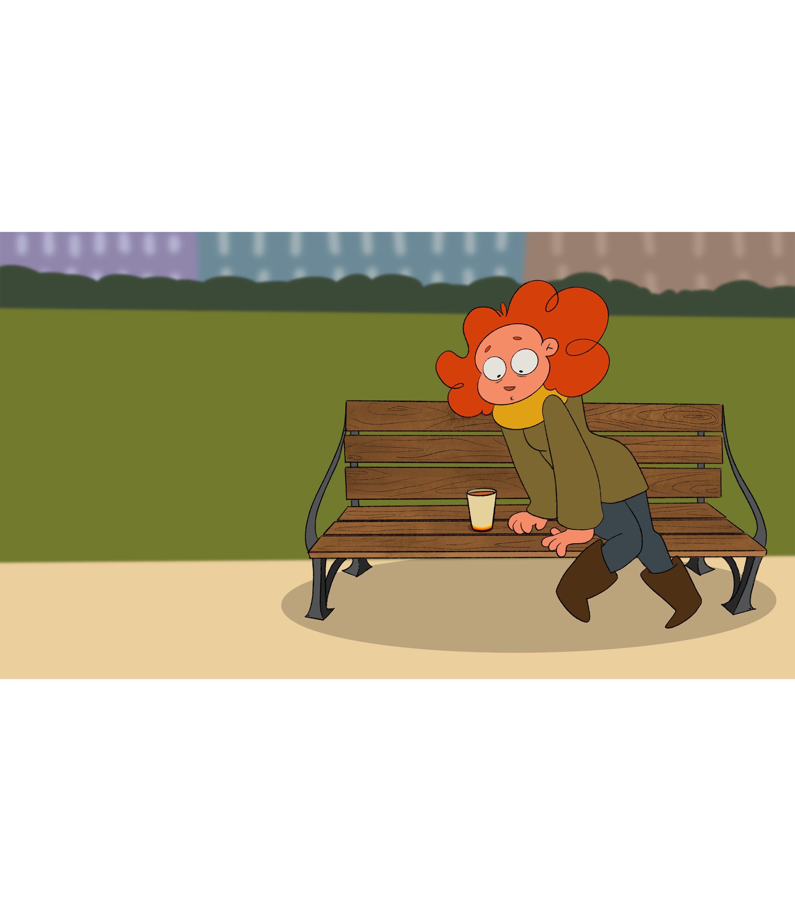  / Still of character Poppy from "Poppy & Pidge," an animated short created using Procreate, ToonBoom, and AfterEffects.