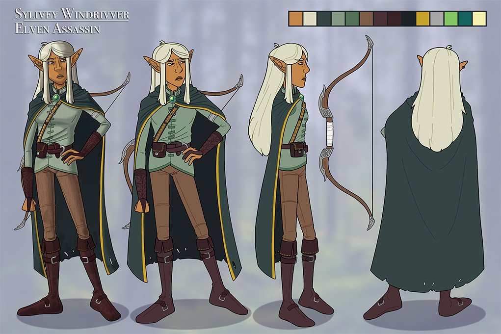  / Turnaround of a fantasy character design, created using Procreate.