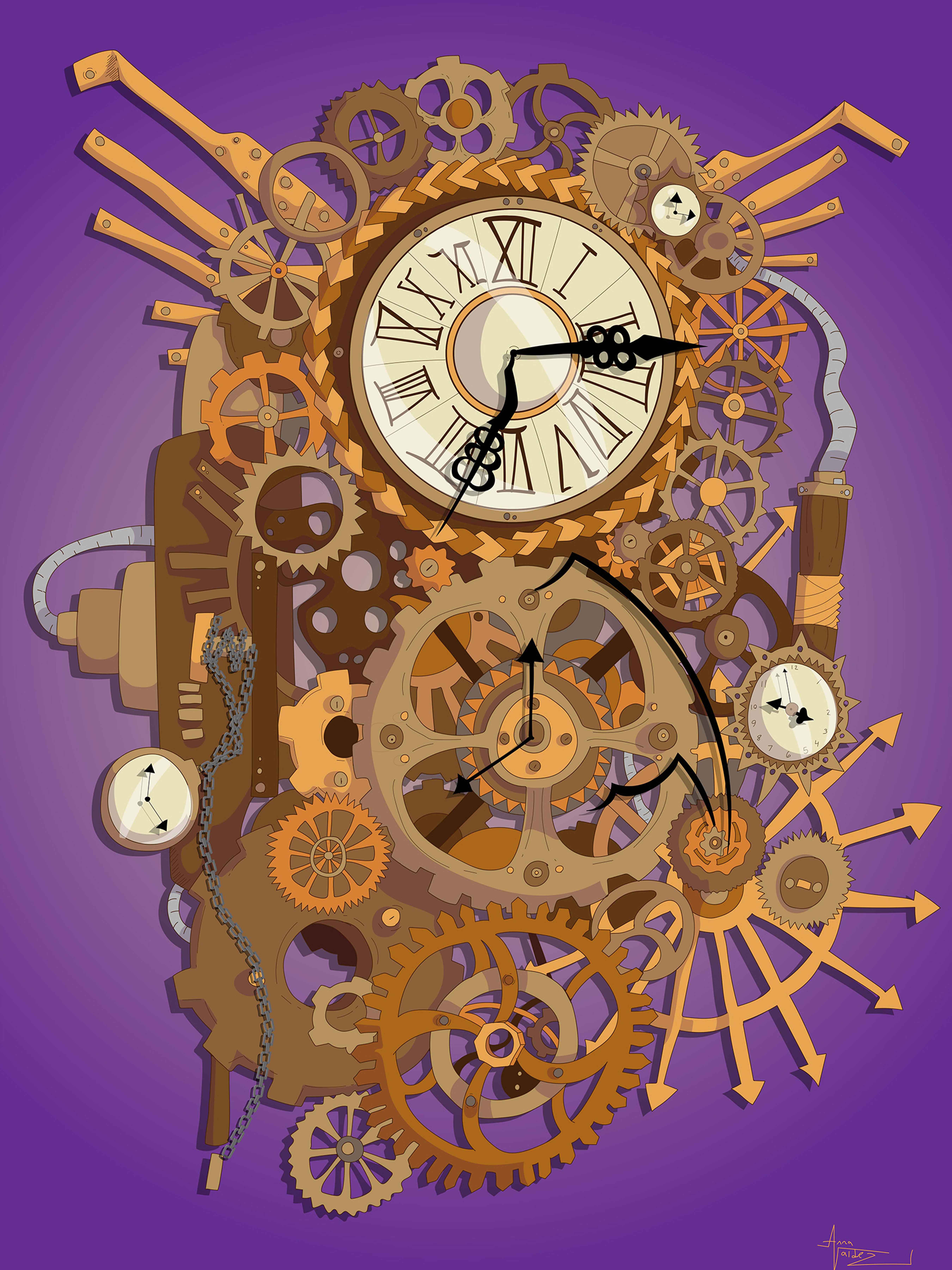  / Illustration of a clock created in Adobe Illustrator.