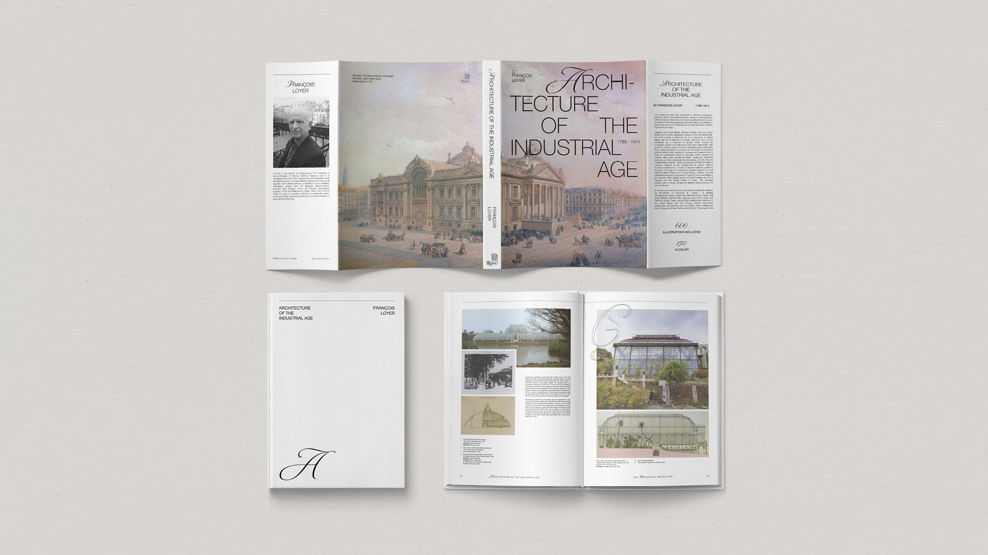  / “Architecture of the Industrial Age” Book jacket and spread redesign, 11″ x 17″ 2021. Redesigning François Loyer’s “Architecture of the Industrial Age” by pairing script characters and rigid sans-serif type to visualize the balance of flow and structure of 18th and 19th-century architecture.  