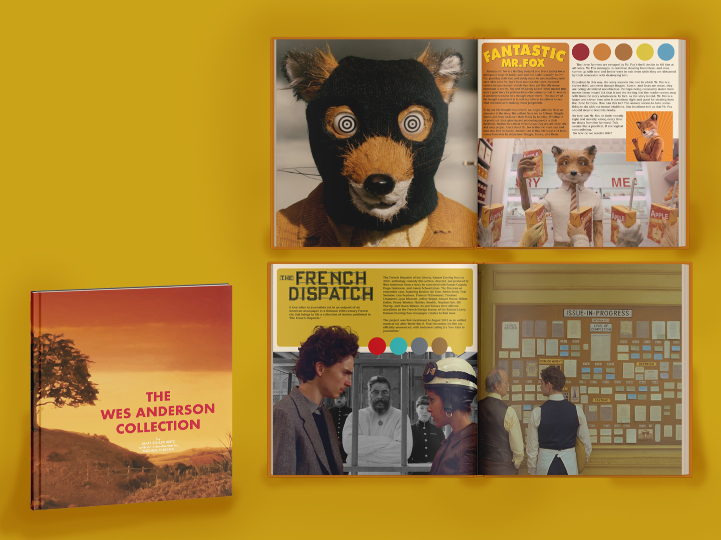  / “The Wes Anderson Collection” Coffee table book 10 x 10 inches, 2021. This book has editorial design spreads for each of Wes Anderson’s most famous movies. Image 2/2 