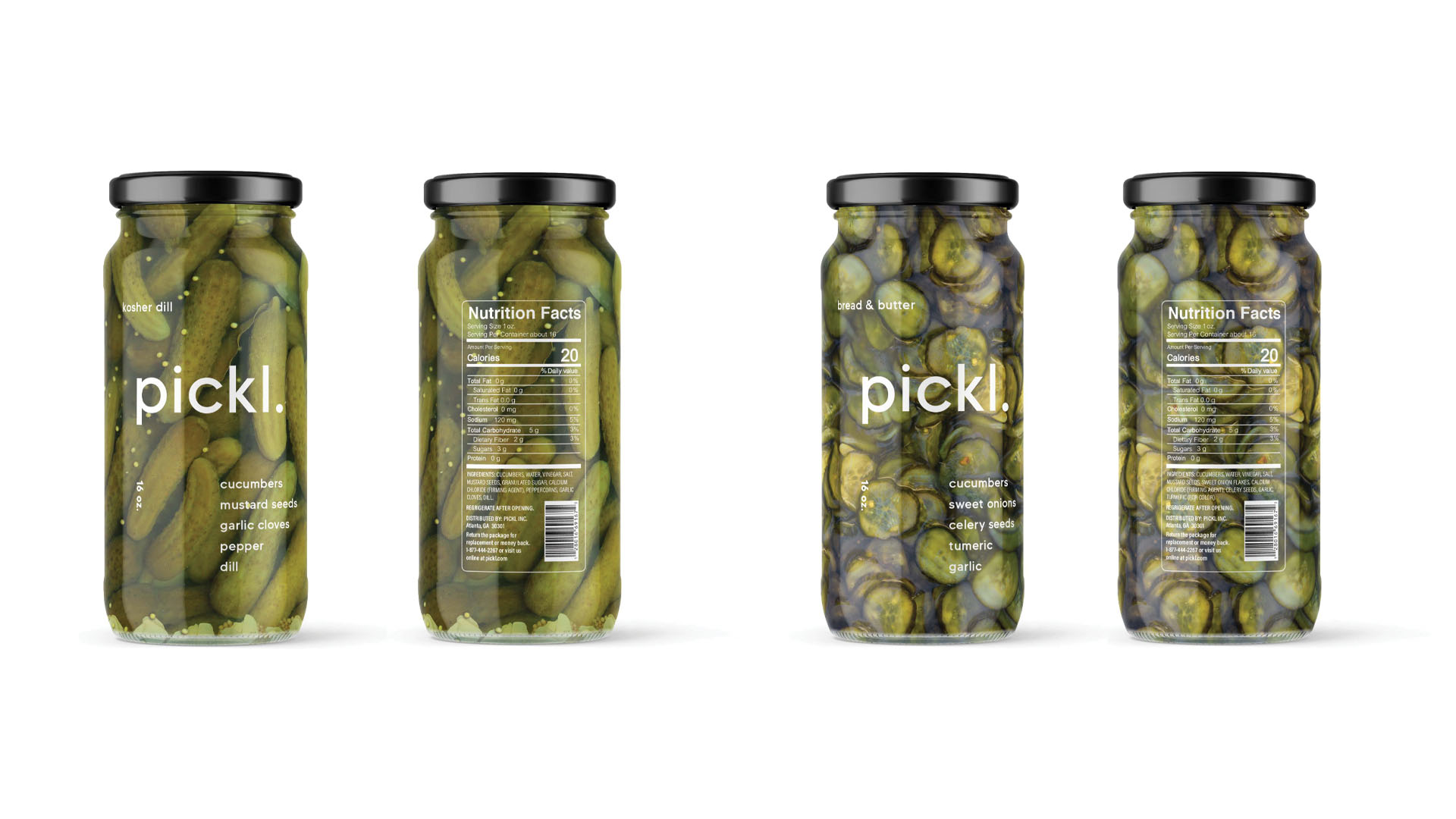  / “Glass Label Design,” print label design, 3 x 5 inches, 2021. This label was created for a pickle company to appeal to a contemporary audience. 
