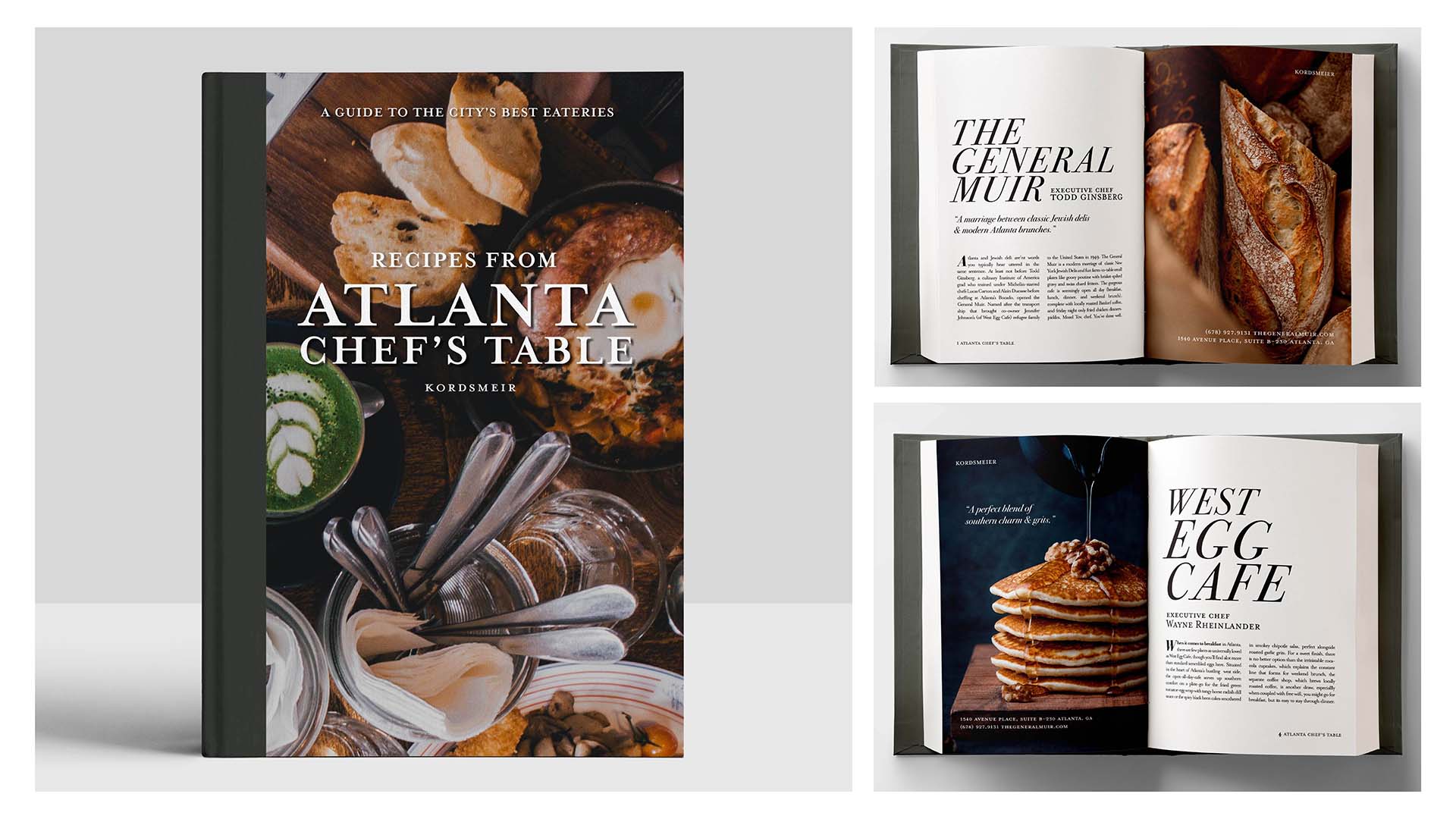  / "“Atlanta Chef’s Table,” book cover & spread redesign, 9 x 11 inches, 2021. A redesign for Atlanta Chef’s Table book." 