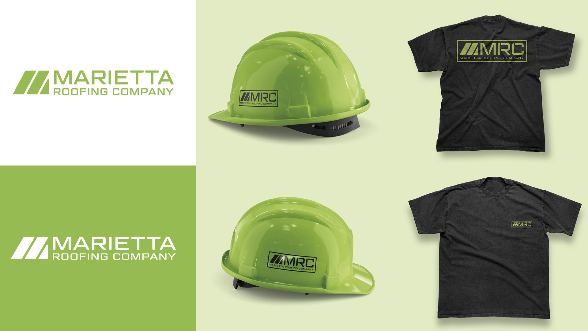  / “Marietta Roofing,” logo and apparel, 2021. Logo and apparel made for Marietta Roofing Company, based in Marietta, Ga. They wanted to rebrand themselves as a company with integrity and excellence. 