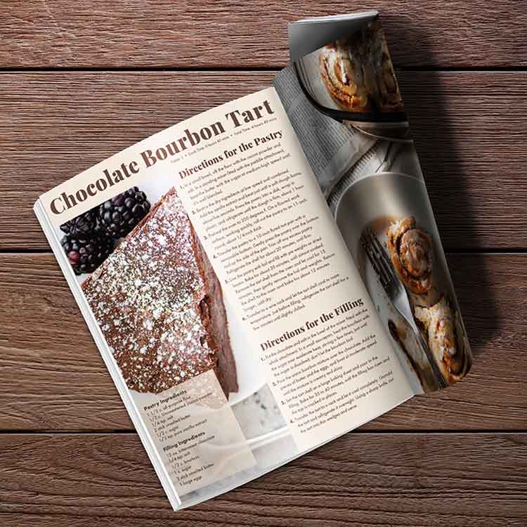  / “Desert Recipe Layout,” Recipe Page of a Magazine, 8.5 x 11 inches, 2020. This is desert recipe page for a delicious chocolate tart. 