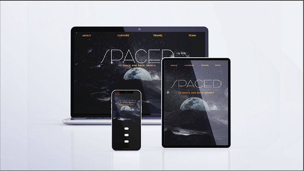  / “SPACED,” website homepage, digital, 2020. This UX design gives viewers a unique experience as they learn about space travel. 