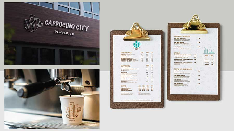  / “Cappuccino City,” Restaurant Menu, 8.5 x 11 inches print ad, 2022. Menu redesign for local coffee shop in Denver Colorado.