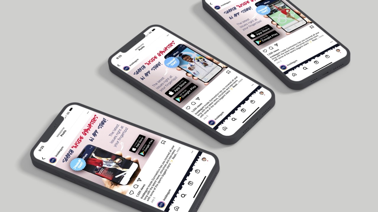  / “Inside Gymnastics App” social media ad, digital devices, 2022. This is a social media ad to promote Inside Gymnastics’s new app. 