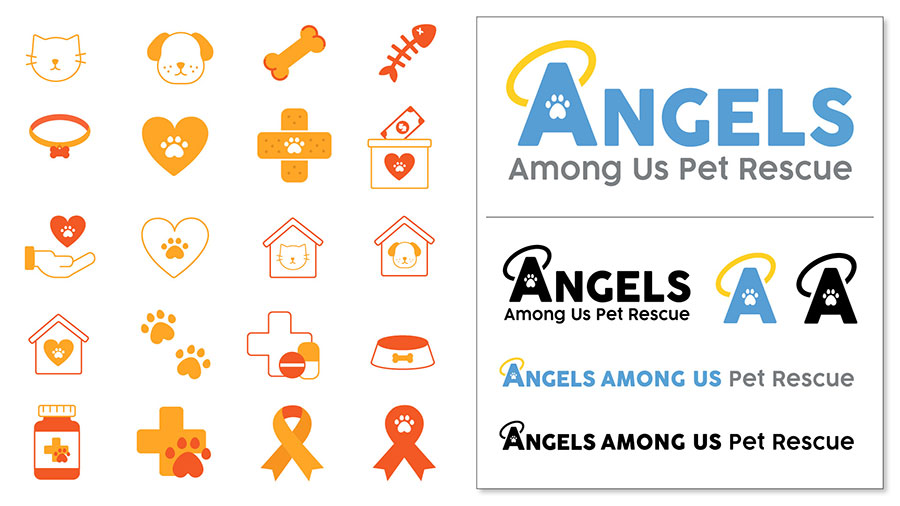  / “Angels Among Us,” Logo Redesign & Social Media Icons, 2022. 
