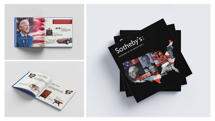  / Sotheby’s Presidents Catalog | 9x9 in | Layout Design | 2022 | Pick 12 presidents and antique items they owned and format the items into a catalog. 