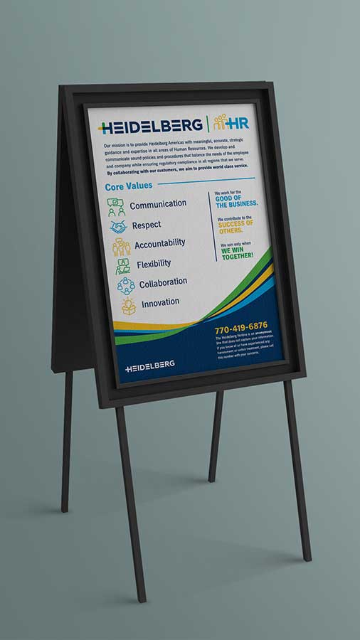  / “Human Resources Poster,” informational poster, 11 x 17 inches printed, 2022. Providing Human Resources with an uplifting, informative, and easily interpreted poster to display around the building is the purpose of this project.  