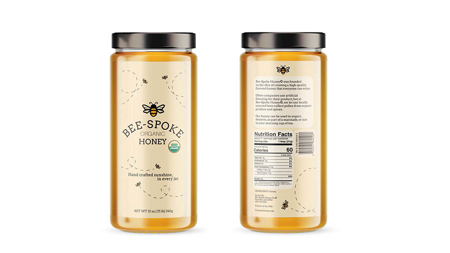  / “Bee-Spoke Organic Honey,” Package Design, 2021 Glass Jar mockup for the brand Bee-Spoke, a company focused on creating organic, environmentally safe honey