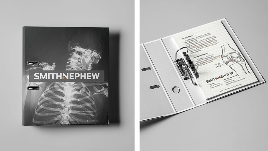  / Smith & Nephew Medical Textbook. Informational textbook, 8.5 inches by 11 inches, 2021. Redesign of Smith & Nephew Medical textbook and guide. 