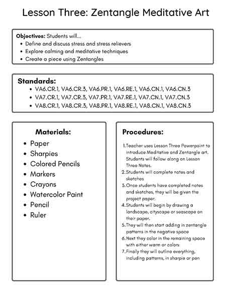 Lesson One, page two / Lesson One, page two, of the Mindfulness unit