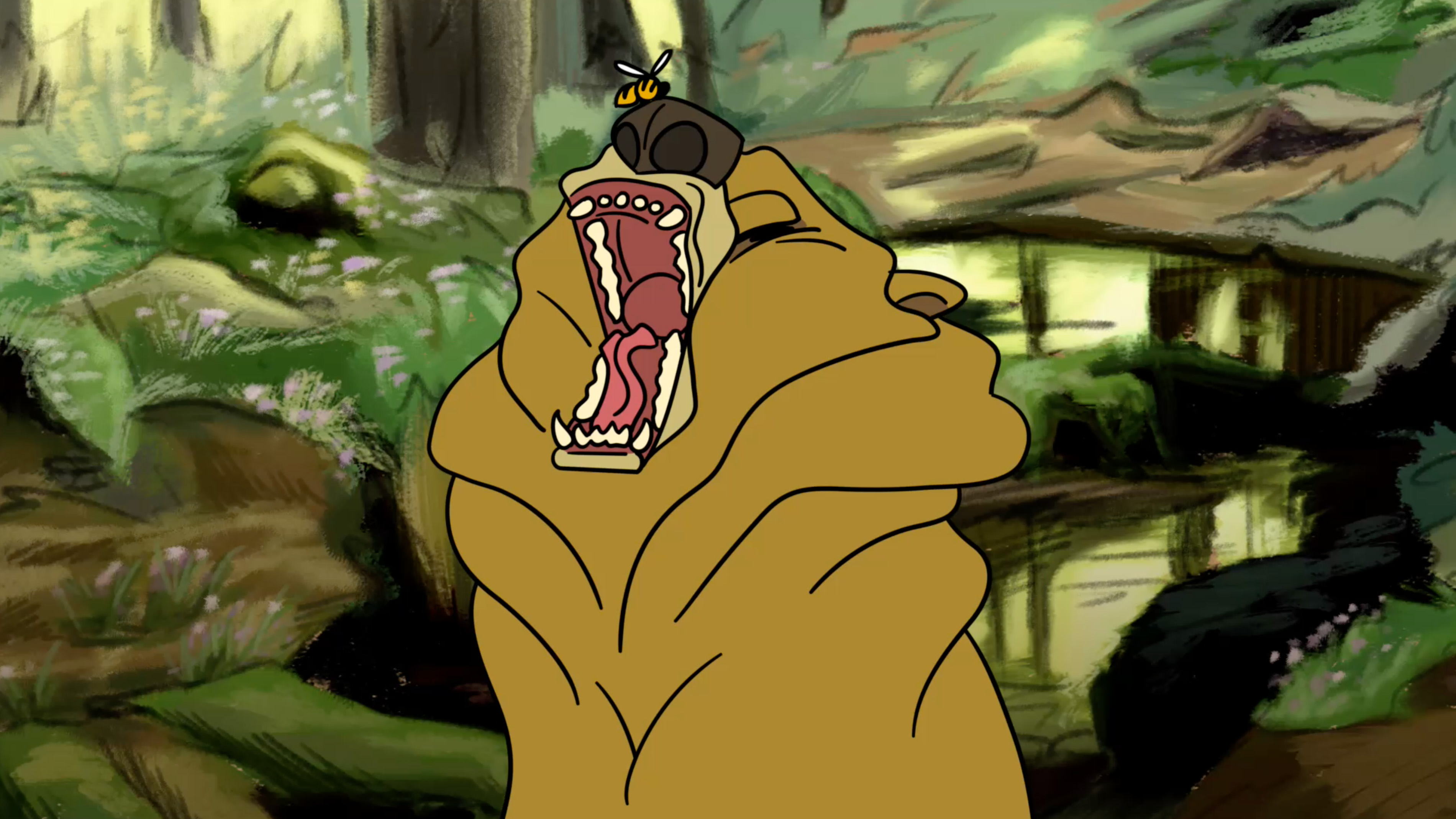  / Still of character Sneezy from "Sneezy the Bear," a 9-second animation created using Photoshop and ToonBoom.
