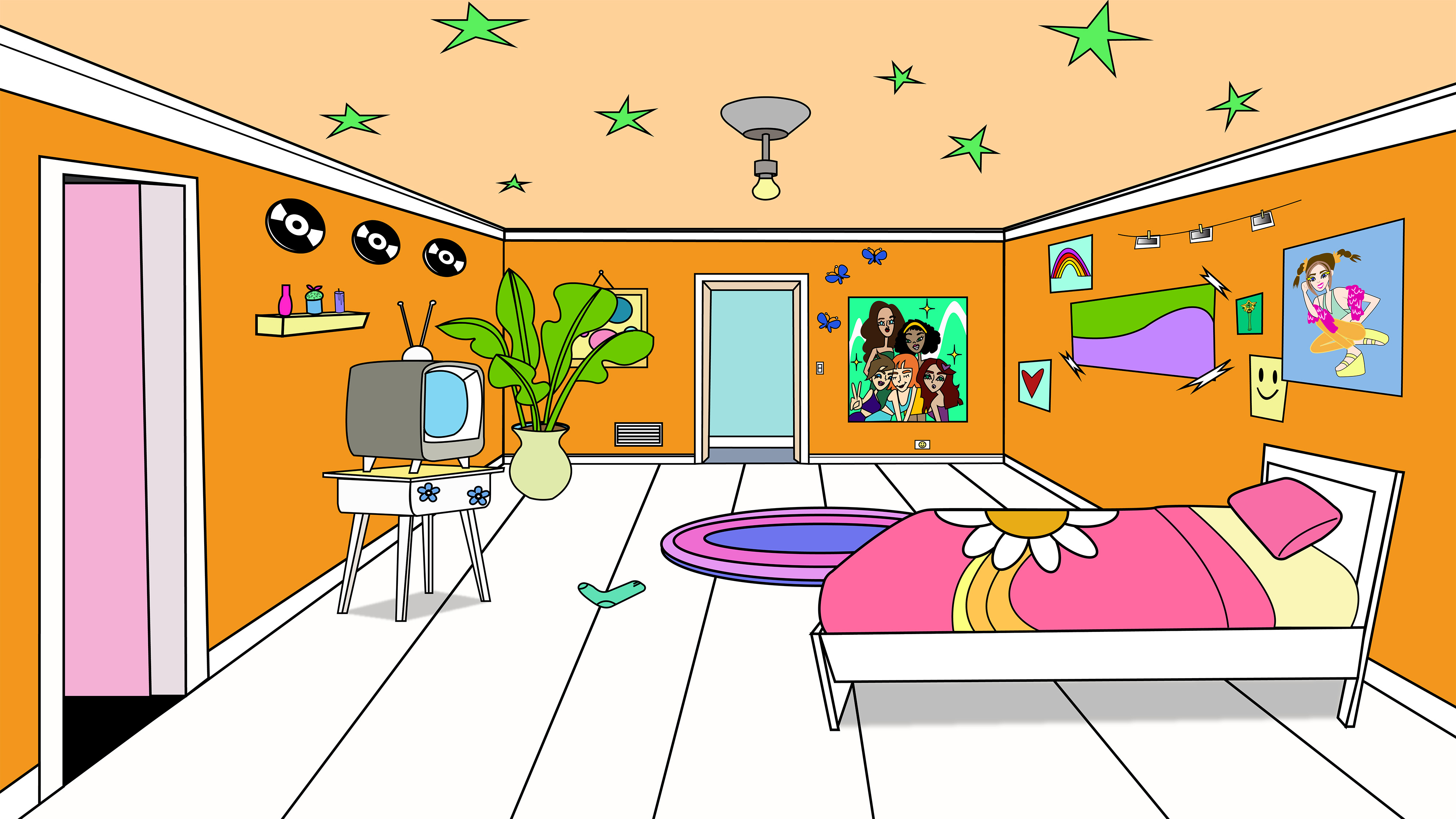  / Background from "Likeable," a 3-minute short 16:9 HD animation created using Illustrator and After Effects, 2022.