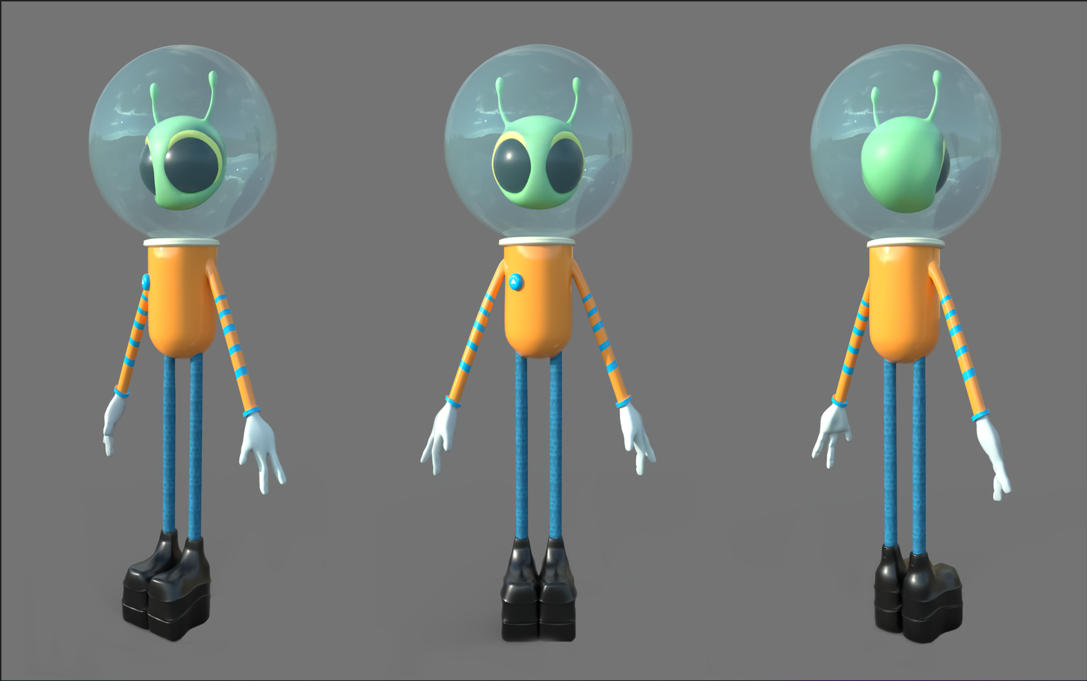  / Alien Turnaround ,3D model ,created using Photoshop and Maya, 2021.