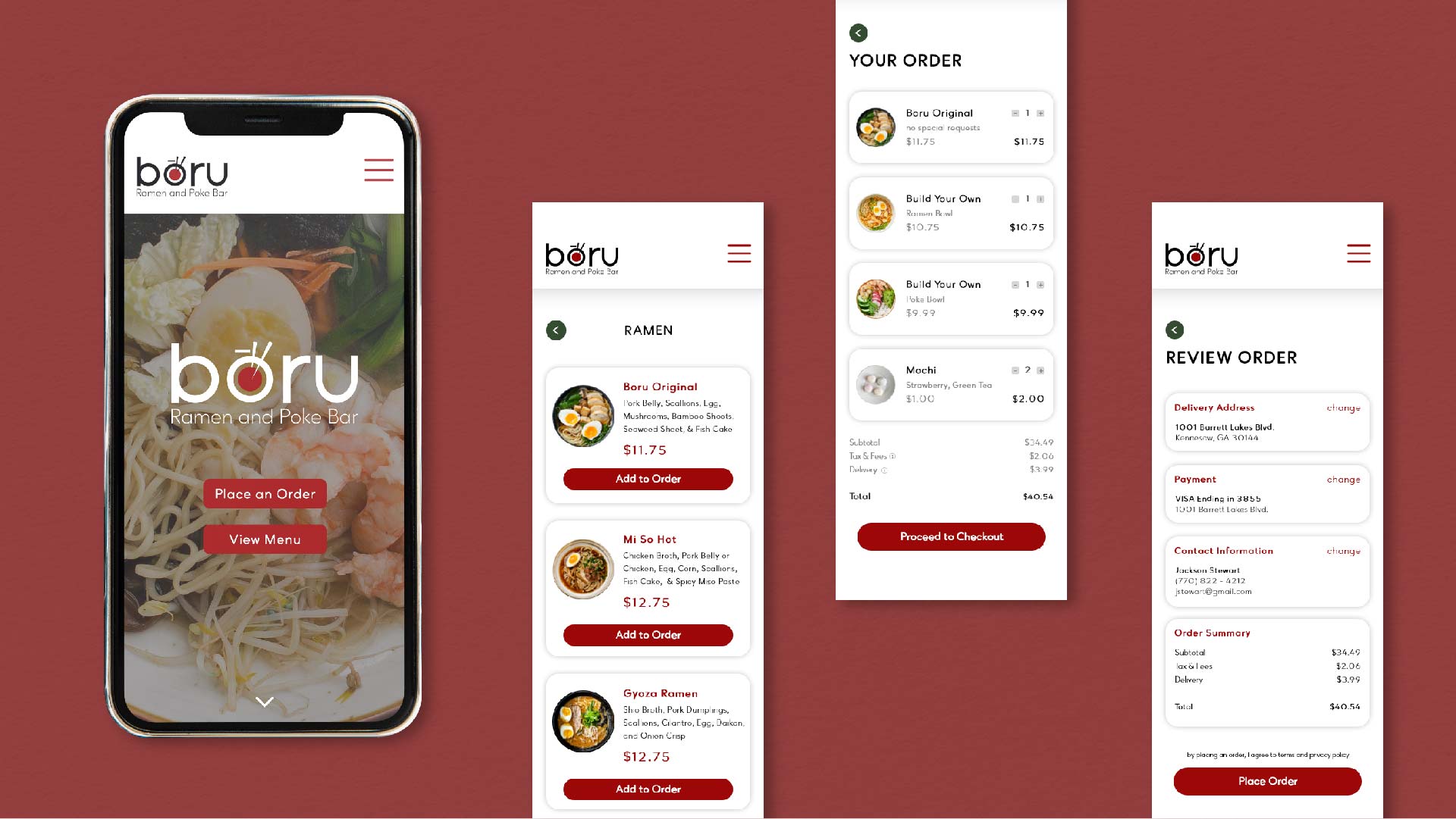 "Boru Ramen & Poke Bar."  / "Boru Ramen & Poke Bar." Mobile Site & UX-UI Design 375x838 pixels, digital 2021. Re-Design of the Boru mobile site with a focusing on usability and a clean design. 