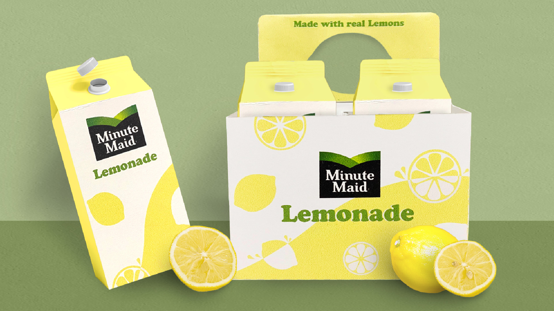 “Minute Maid Redesign” / “Minute Maid Redesign”, Packaging, Adobe Illustrator and Photoshop, printed packaging material, 2022. The Minute Maid package redesign focuses on a bright and fun design to highlight the refreshing lemonade brand.