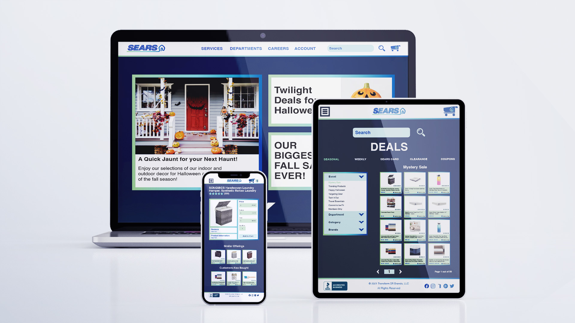 Sears Website Prototype / “Sears Website Prototype,” rebaranding of Sears website for desktops, tablets, and phones, 2021.