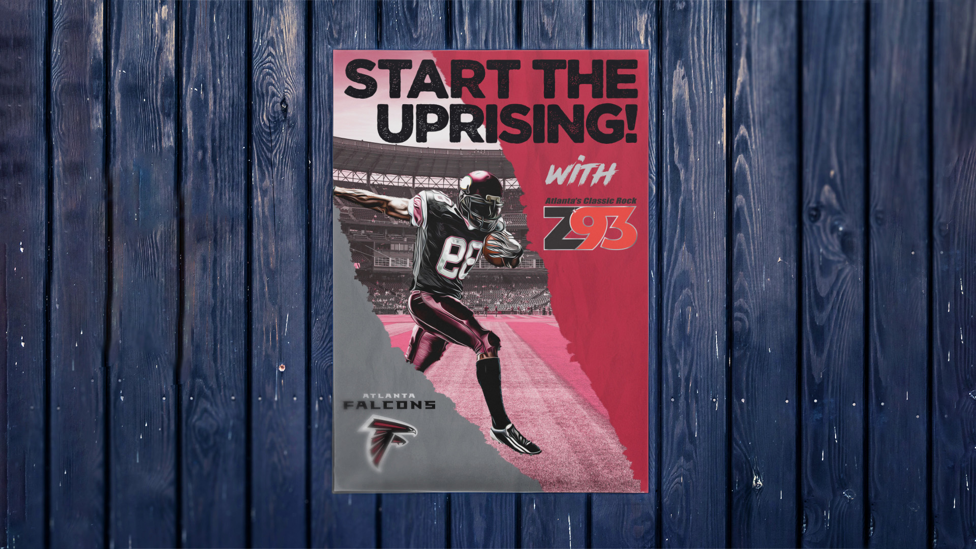 Atlanta Falcons Collateral Program / “Atlanta Falcons Collateral Program,” digital billboard mock-up, digital poster mock-up digital bumper sticker mock-up; 2022.