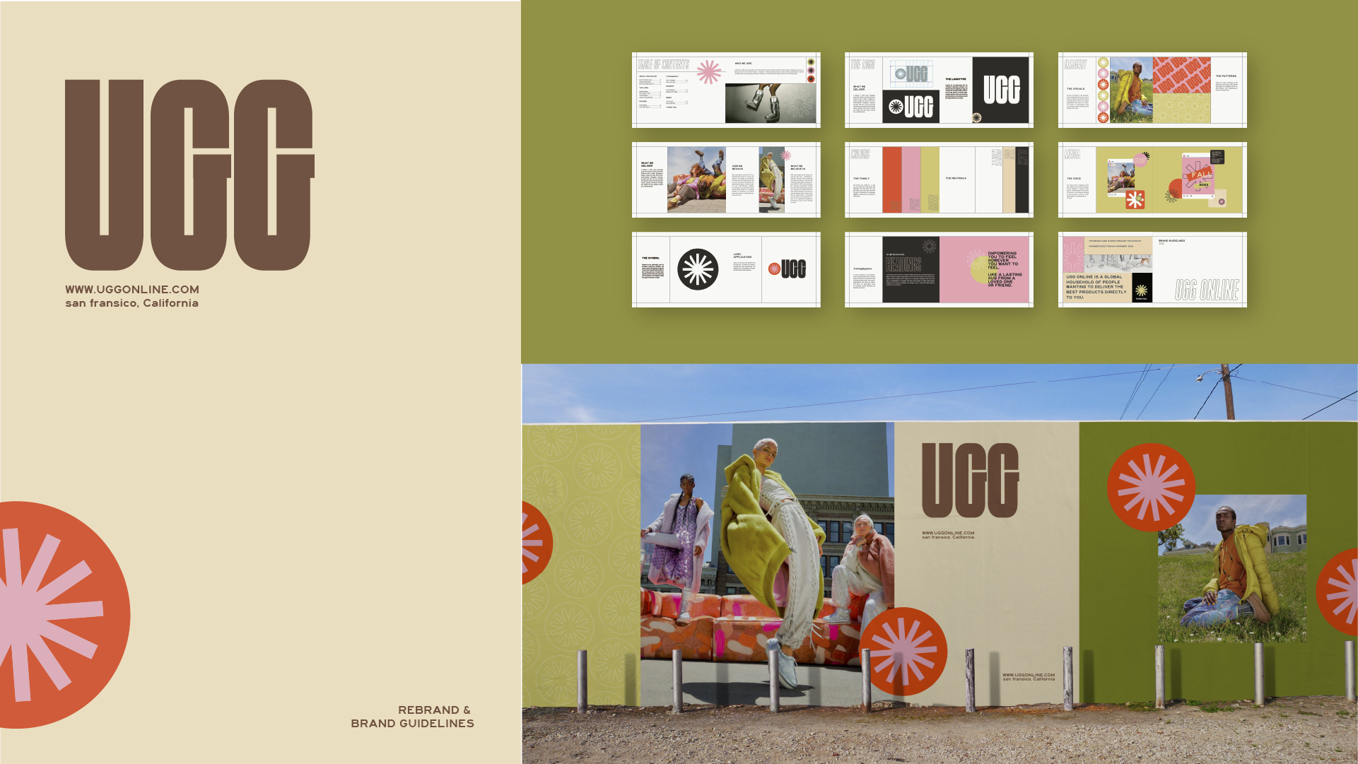 UGG online / “UGG online,” Branding project for digital presence, dimensions vary, 2021. UGG online is a digital store exclusive to UGG’s online customers. The new branding to represent this concept was designed to appeal to a digital audience, incorporating earthy el