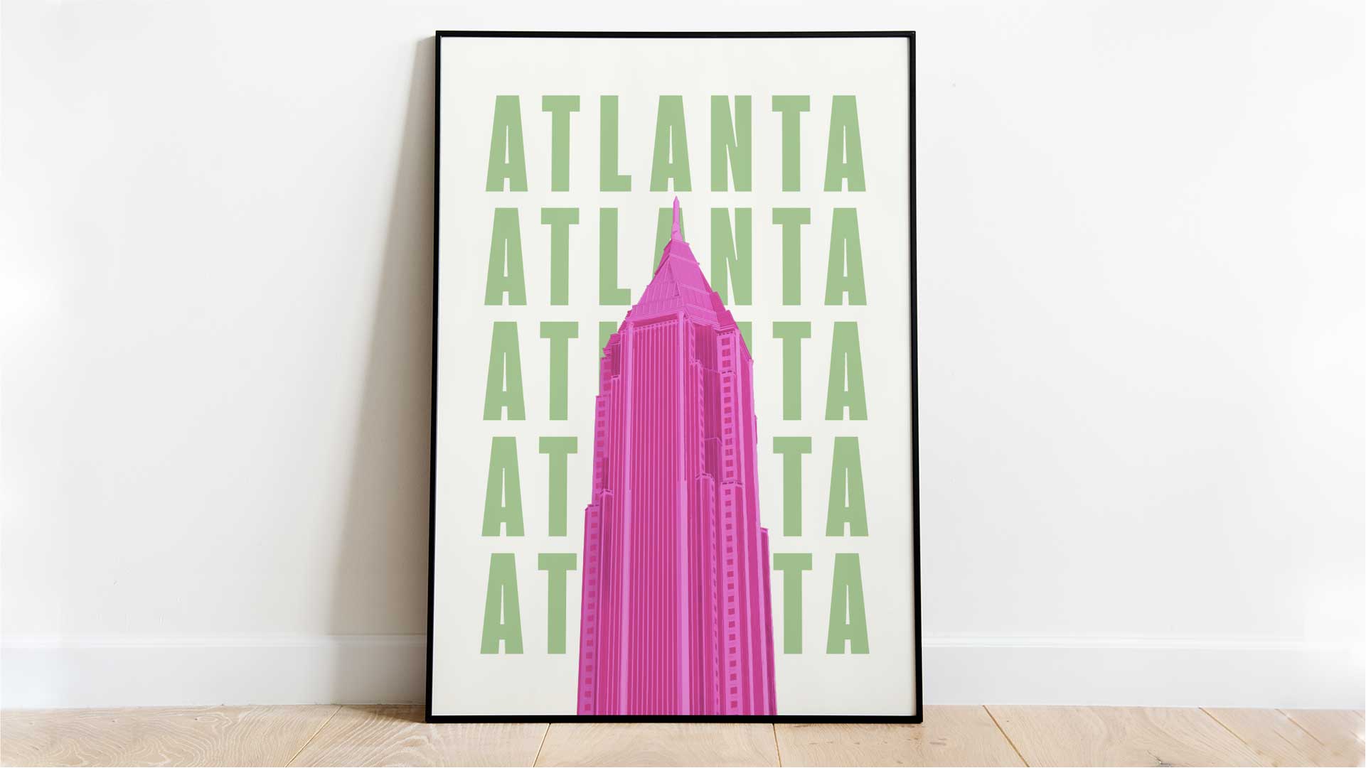 “Atlanta,” Poster Design / “Atlanta,” Poster Design, 11x17 inch print, 2021. This design aims to be a visual representation of the vibrant and diverse city of Atlanta. The end result is a striking poster that captures the energy and essence of Atlanta