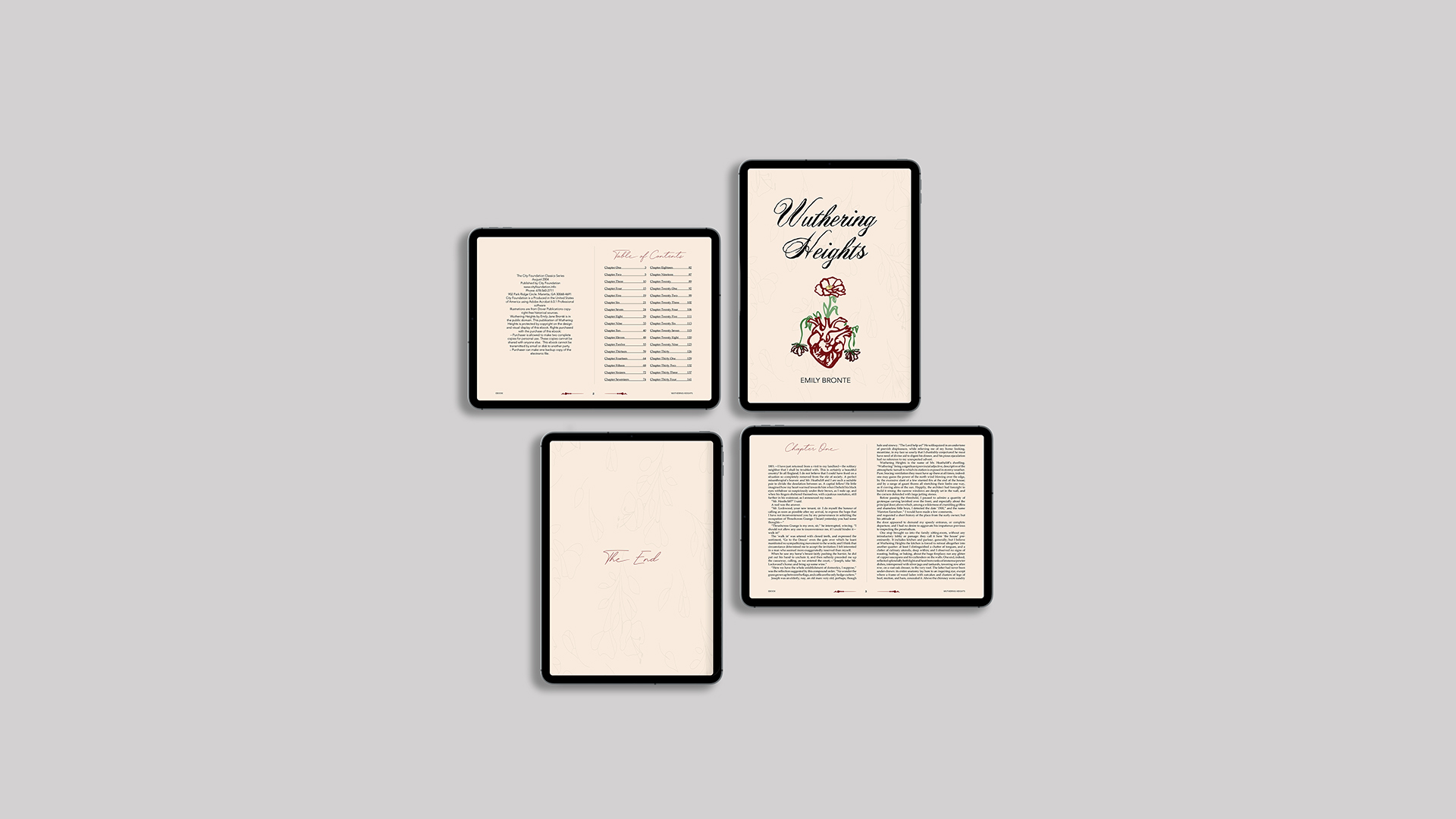 “eBook,” digital book / “eBook,” digital book, 768 x 1024 pixels digital devices, 2020. This digital book displays a modern interpretation of the popular book Wuthering Heights. 