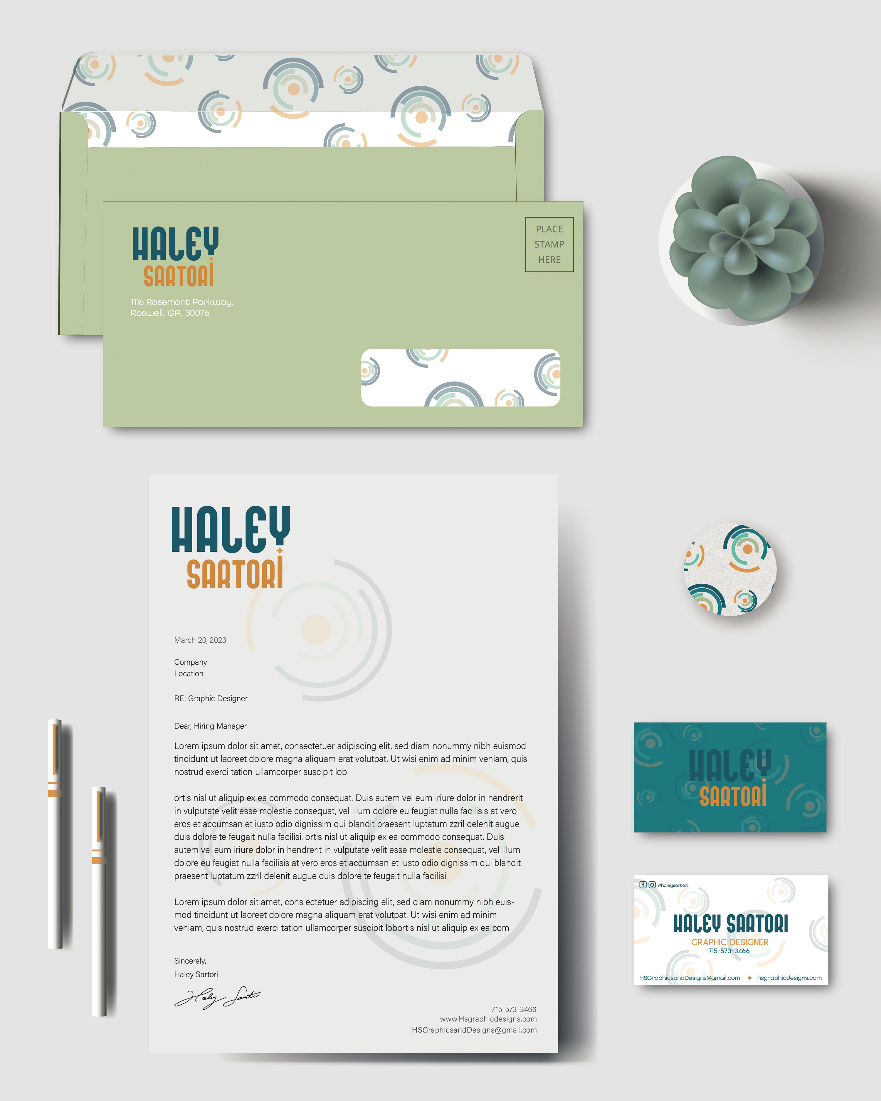 My Corp ID Branding / “My Corp ID Branding,” branding for myself, web, 2023. This Corp Id introduces my business cards, letterhead, envelope, sticker and pens.