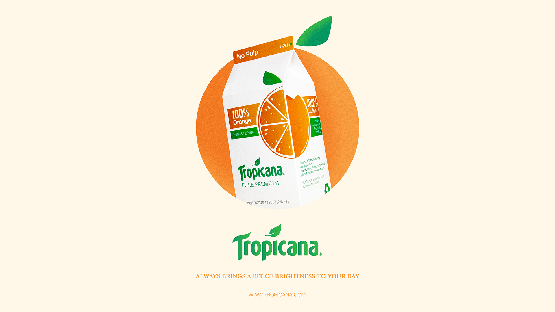 Tropicana: Always Brings a Bit of Brightness to Your Day / "Tropicana: Always Brings a Bit of Brightness to Your Day," Social media advertisement, 2022. Social media ad for the new Tropicana package design.