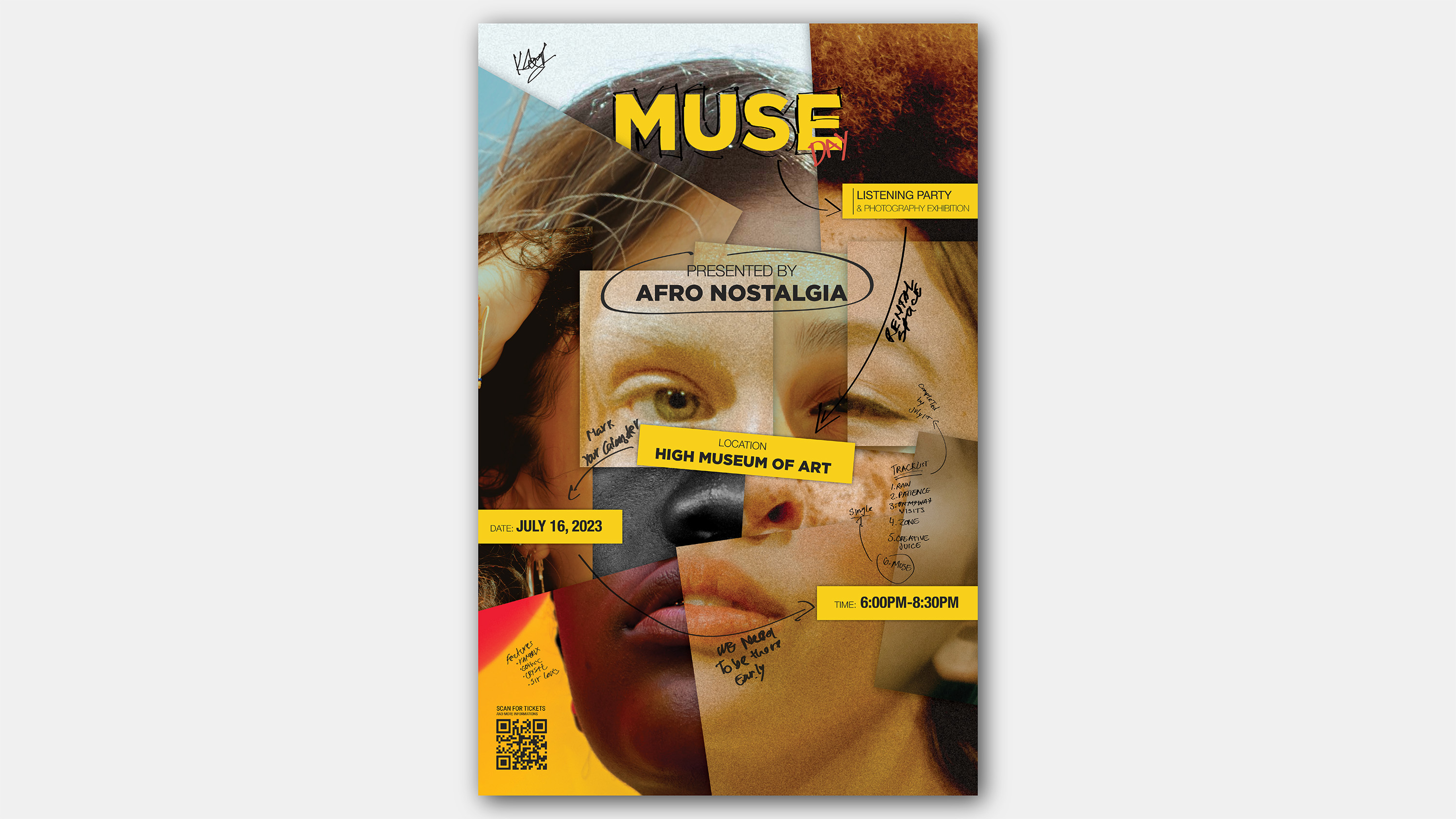 Muse Day / "Muse Day," poster design, 11 x 17 inches, 2022. This poster is designed to advertise an art event.